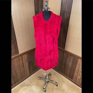 Paula Lishman Handmade Knit Fur Dyed Red Beaver Fur Vest